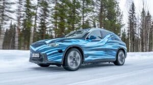 Mercedes Benz GLC EV active rear spoiler showcased