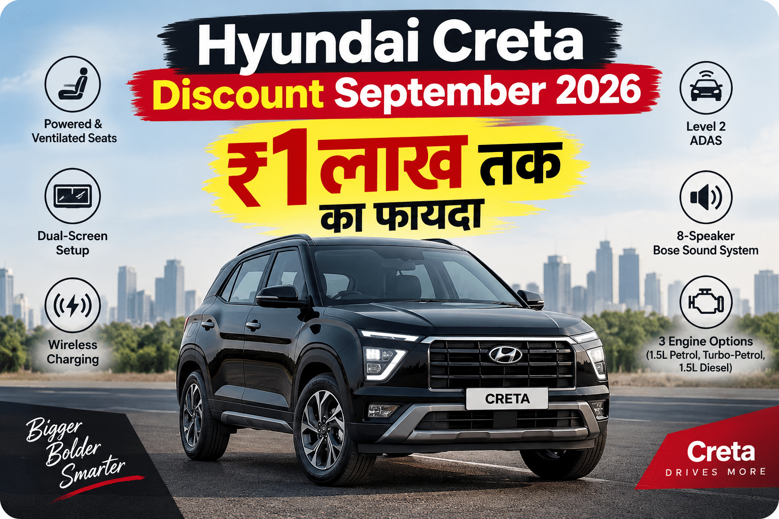 Hyundai Creta Discount September 2026: ₹1 लाख तक की भारी बचत, लेकिन हर वेरिएंट पर नहीं मिलेगा फायदा