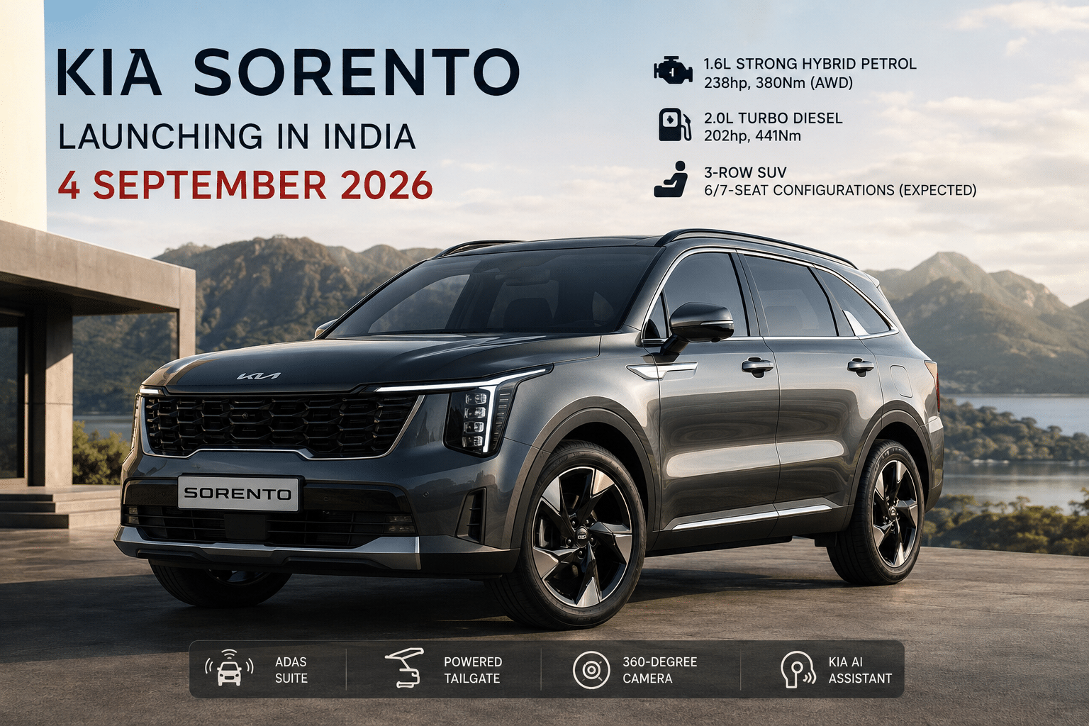 Kia Sorento India में आज मचाएगी हलचल, Hybrid AWD और Diesel के साथ premium SUV buyers पर सीधा निशाना